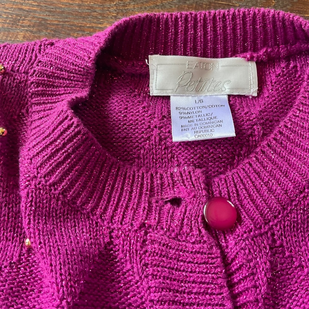 EATONS PETITE    VINTAGE    Hot Pink sweater  size LARGE RETIRED - Picture 4 of 10